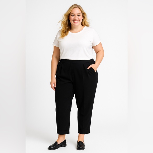 LAFAYETTE 148 NEW YORK Dress Pants Black Pleated Cuffed Lightweight Size 22 NEW - Picture 1 of 15